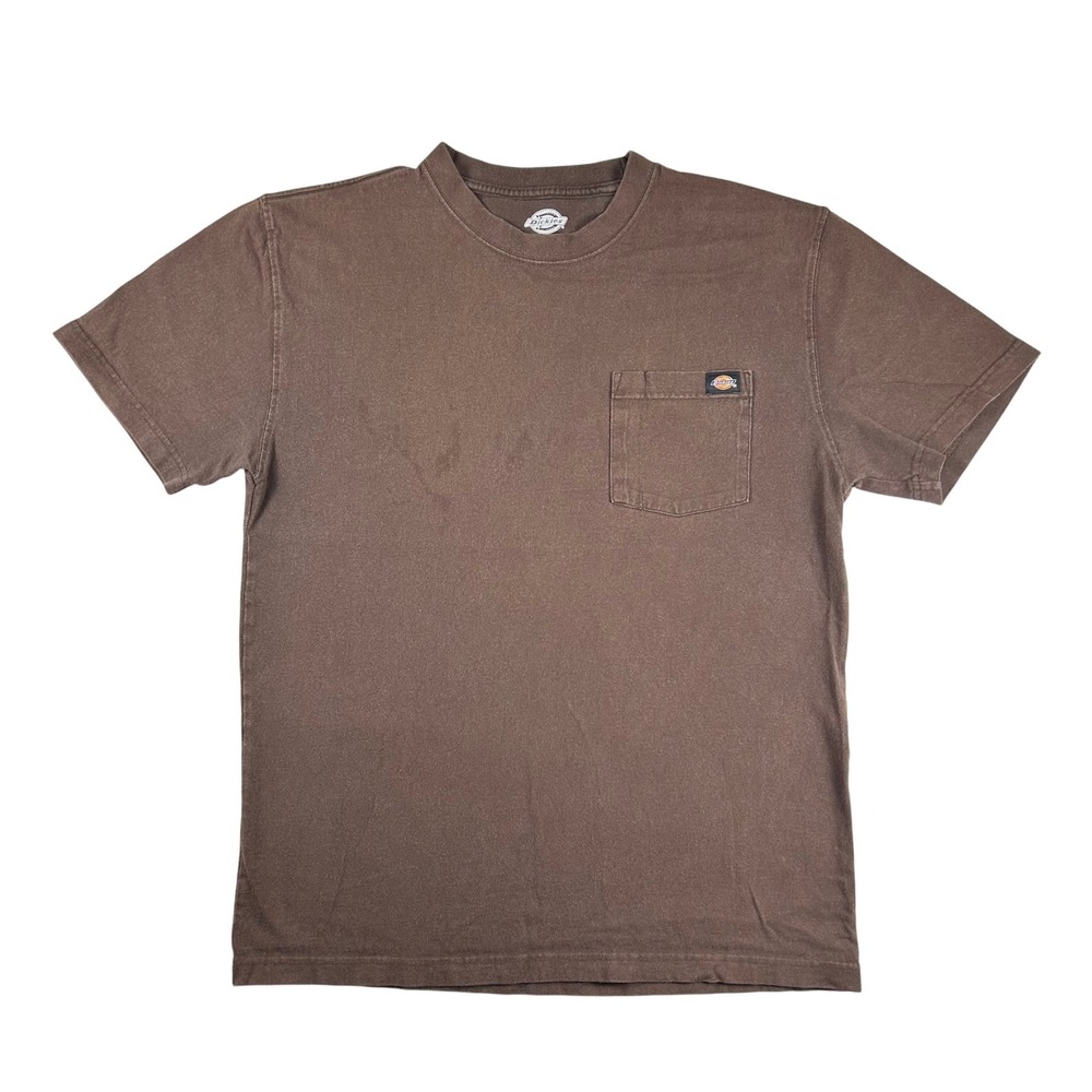 Dickies Mens Short Sleeve Pocket T-Shirt Brown Cotton Workwear Size Medium